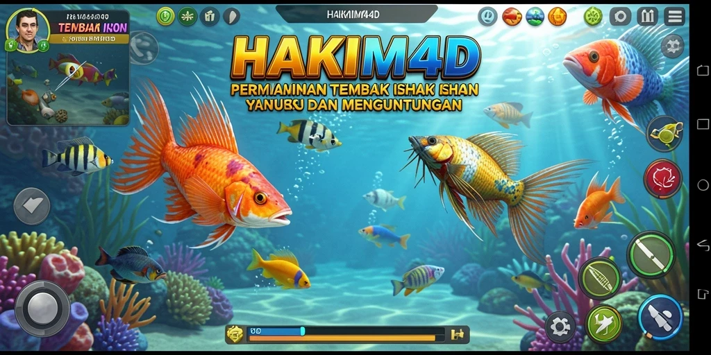 Tampilan seru gameplay HAKIM4D saat menembak ikan.