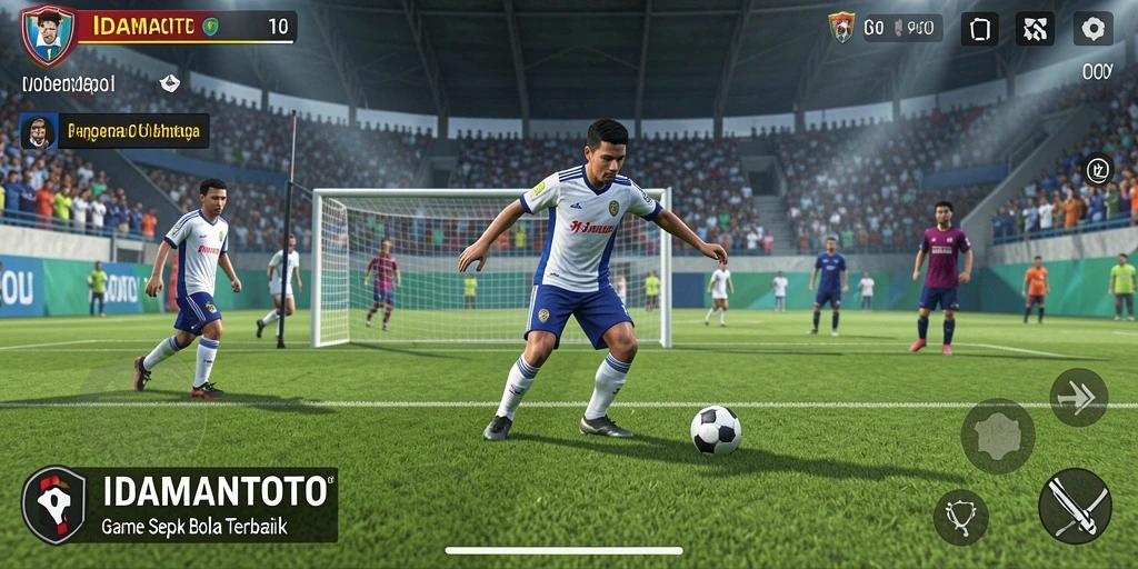 Screenshot dari gameplay IDAMANTOTO dengan momen mencetak gol.