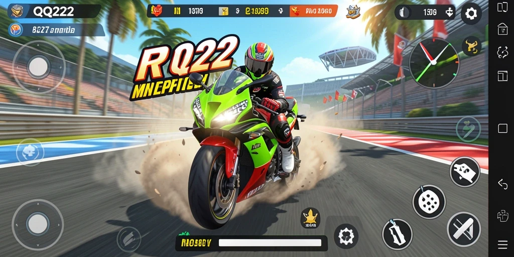Tampilan gameplay seru dari balapan motor di QQ222.